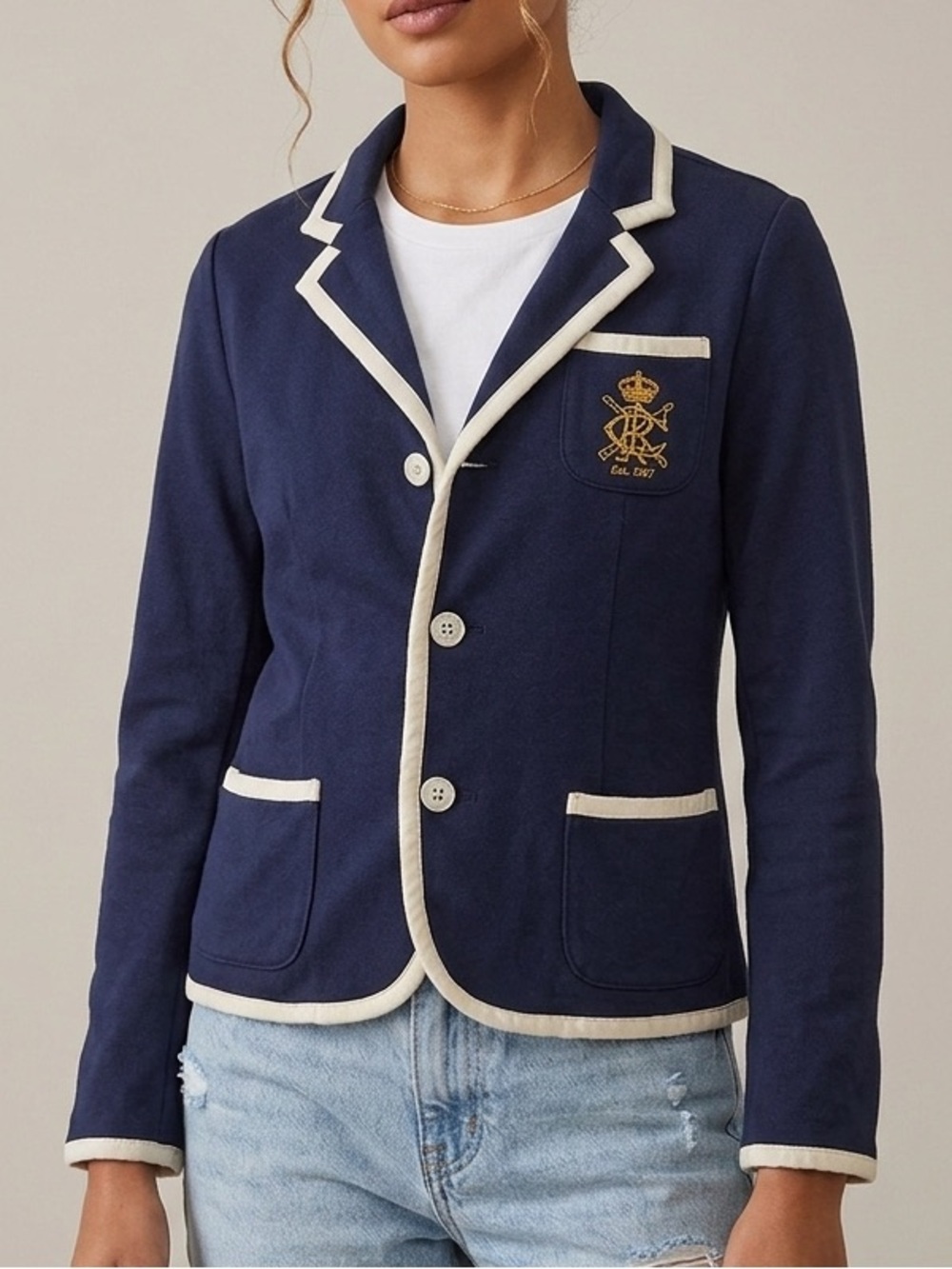 Polo by Ralph Lauren Navy Blazer with Cream Trim Girl’s Size XL 16
